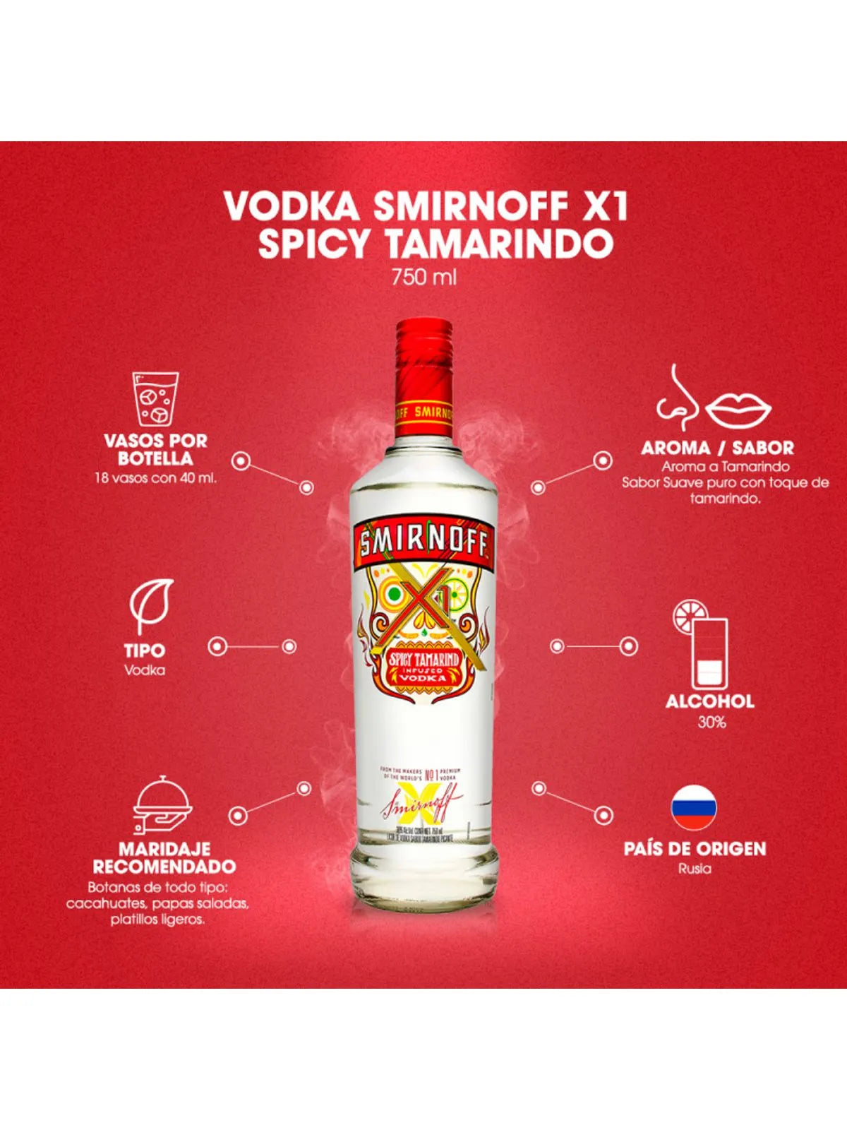 Vodka Smirnoff X-1 Spicy Tamarind 750ml