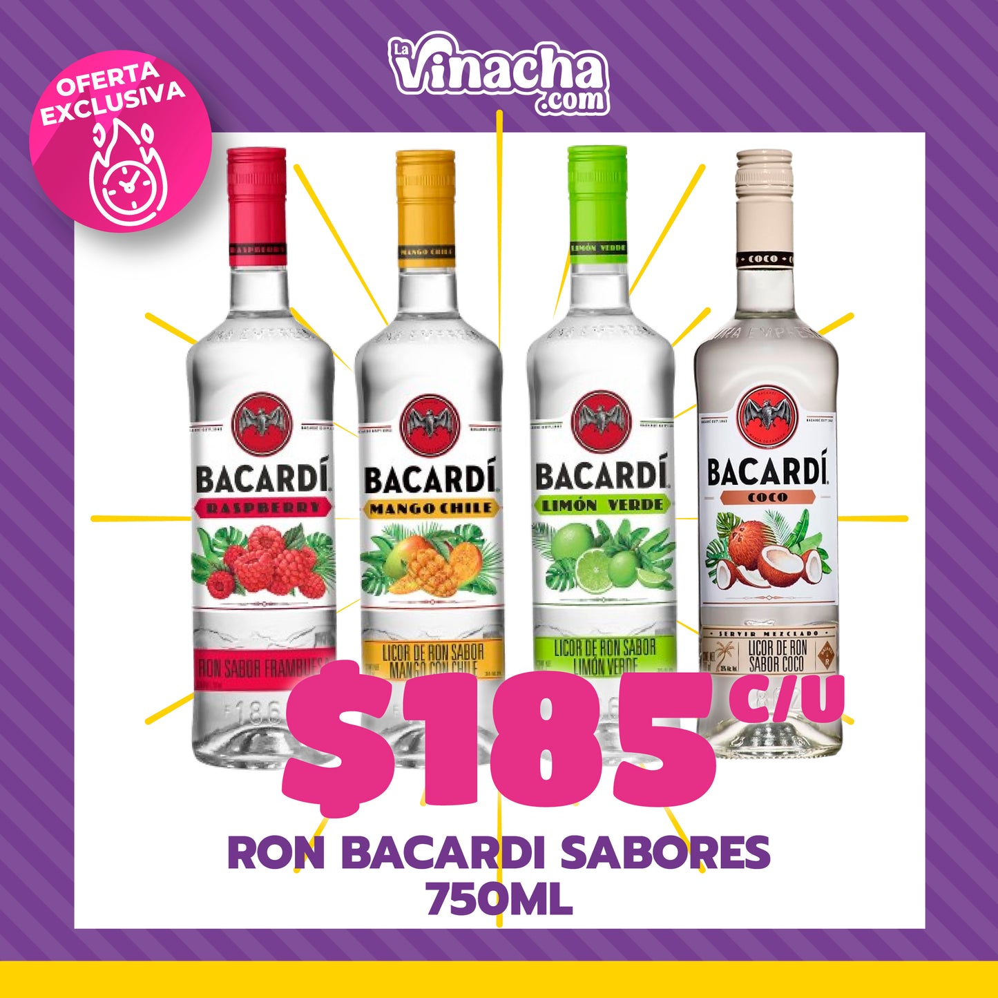 Ron Bacardi Variedad de Sabores 750 ml.