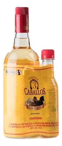 Tequila Tres caballos joven 940ml c/bot 250ml