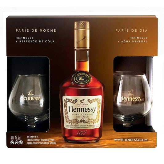 Cognac Hennessy V.S. con copas 700ml
